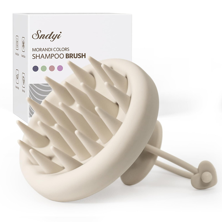 Sndyi Silicone Scalp Massager Shampoo Brush, Hair Scrubber with Soft Silicone Bristles, Scalp Scrubber/Exfoliator for Dandruff Removal, Wet Dry Scalp