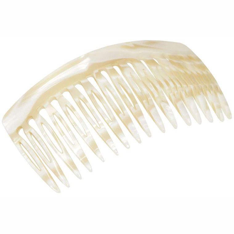 French Amie Ivory Cream 16 Teeth Handmade Medium Celluloid Acetate Side Hair Comb
