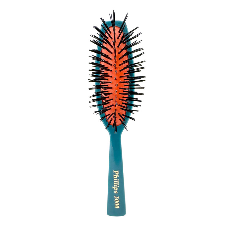 Phillips Brush 3000 Purse Size Cushion Hair Brush with Flower Design - Teal