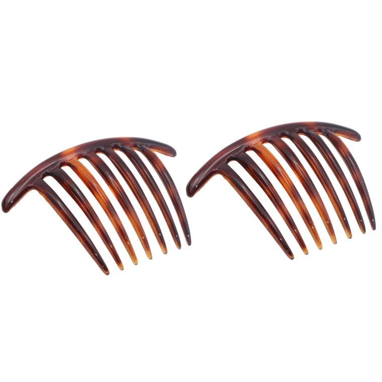 Parcelona French Twist 7 Teeth Large 4" Celluloid Set of 2 Flexible Durable Side Hair Comb No Slip Styling Women Hair Accessories Girls Hair Clip, Ma