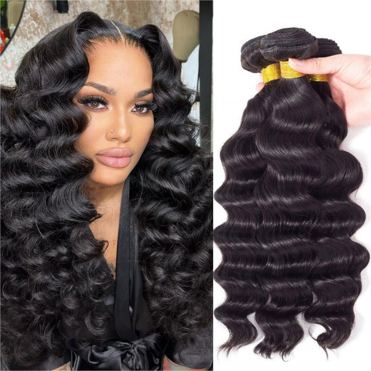 15A Human Hair Bundles 12 14 16 Inch Loose Wave Bundles Human Hair 100% Unprocessed Brazilian Virgin Hair 3 Bundles Double Weft Hair Extensions for B