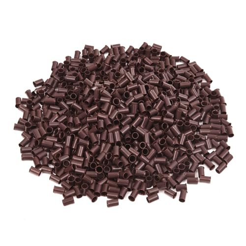 Vlasy Micro Rings Links Beads,3.4mm Microlink Beads Non-Silicone Copper Tubes Microbead for Hair Feathers,I-Tip Hair Extensions (1000Pcs, Brown)