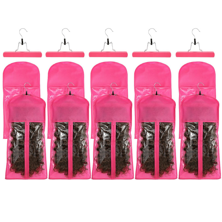 VARIPOWDER 10pcs Wig Storage Bags with Hanger Hair Extensions Storage for Multiple Wigs, Dust-Proof Wigs Bag with Strong Holder Home Travel Closet Wi