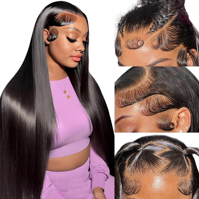 Hermosa 13x6 HD Lace Front Wigs Human Hair 180 Density Brazilian Straight Wigs Human Hair For Women Pre Plucked Pre Bleached Natural Hairline 20 inch