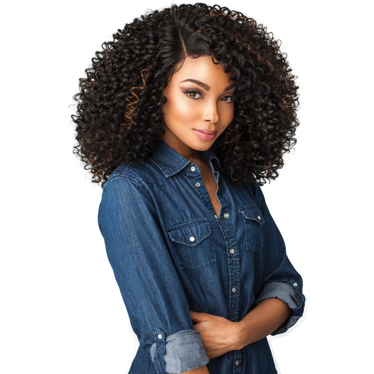 Sensationnel Curls Kinksandco Lace Wig - The Show Stopper Wide Lace Part Wig with Natural Preplucked Hairline for Natural 3C to 4C Hair Textures (1B