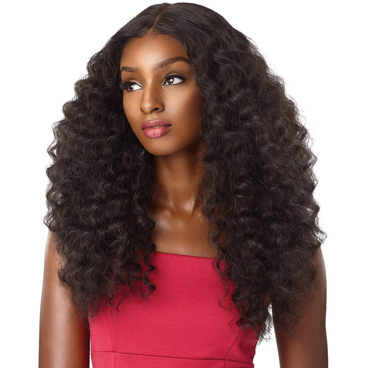 Sensationnel Lace Front Wig - Amani Hand Tied Ear to Ear Center Part Synthetic Wig (1 JETBLACK)