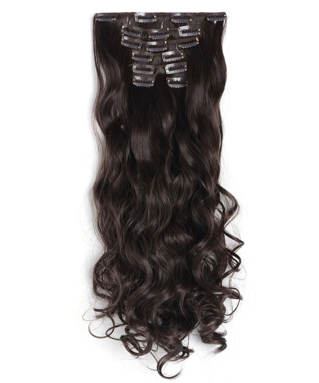 OneDor® 20" Curly Full Head Clip in Synthetic Hair Extensions 7pcs 140g (6#-Medium Chestnut Brown)