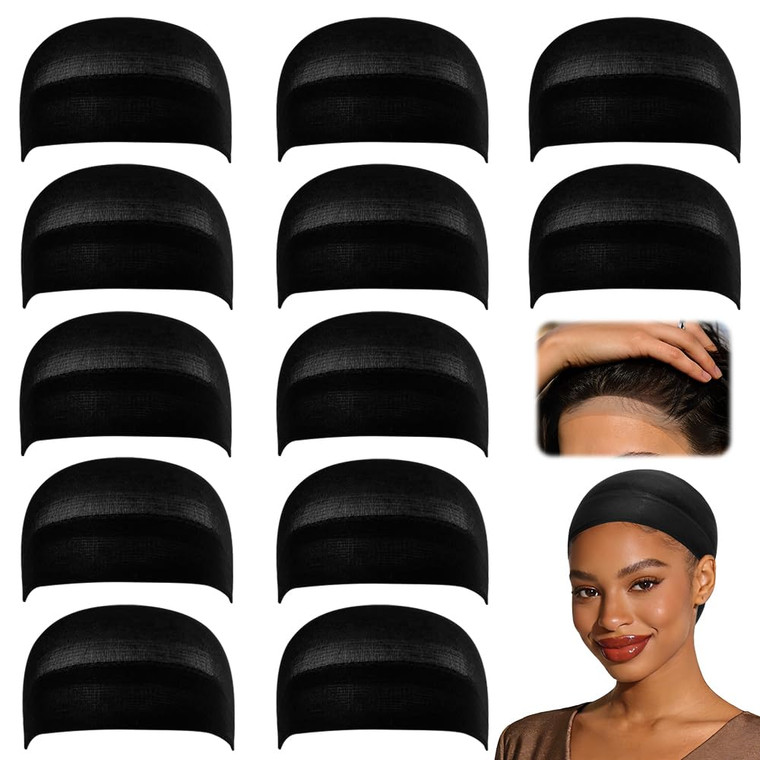 Dreamlover Black Stocking Wig Cap for Black Women, 12 Pieces