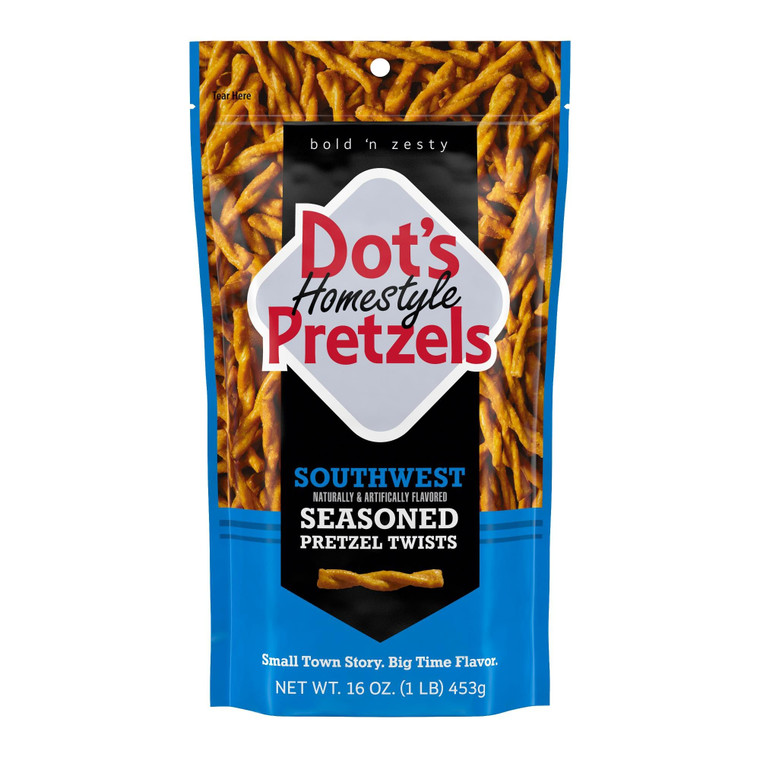 Dot's Pretzels Southwest Seasoned Pretzel Twist Snack, 16oz Grocery Sized Bag