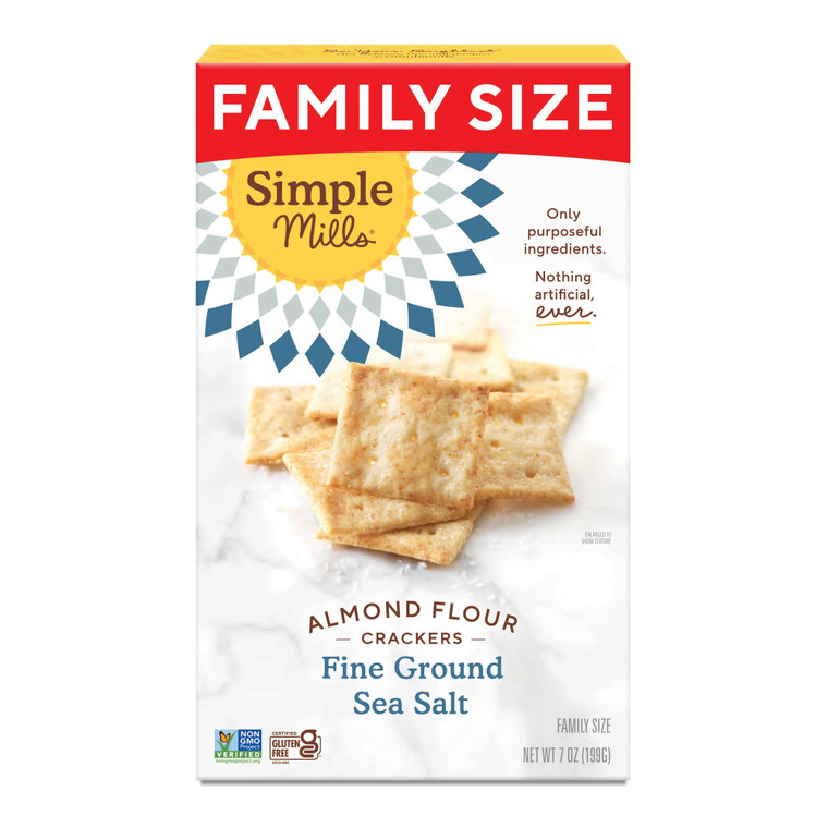 Simple Mills Almond Flour Crackers, Family Size, Fine Ground Sea Salt - Gluten Free, Vegan, Healthy Snacks, 7 Ounce (Pack of 1)