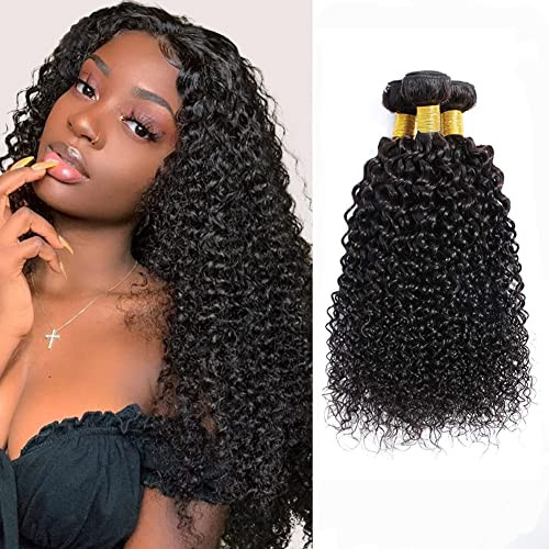 Kinky Curly Bundles 12A Virgin Brazilian Human Hair Bundles 10 12 14 Inch Natural Black Curly Weave Hair for Women