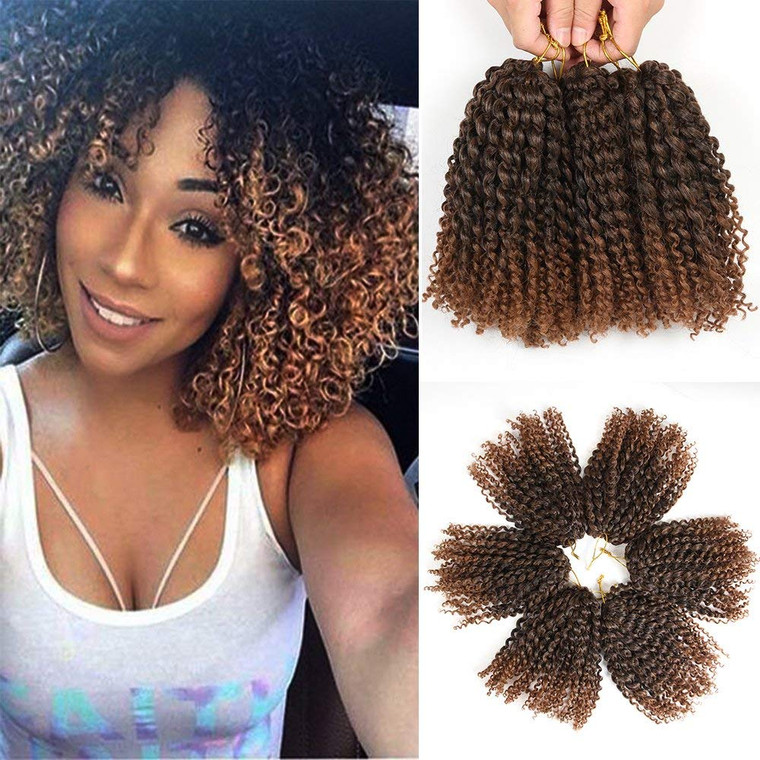 8 Inch Short Passion Twist Hair 3 Bundles Kinky Curly Crochet Hair for Black Women Curly Braiding Hair Crochet Braids Hair (3Bundles8Inch, 1B/30#)