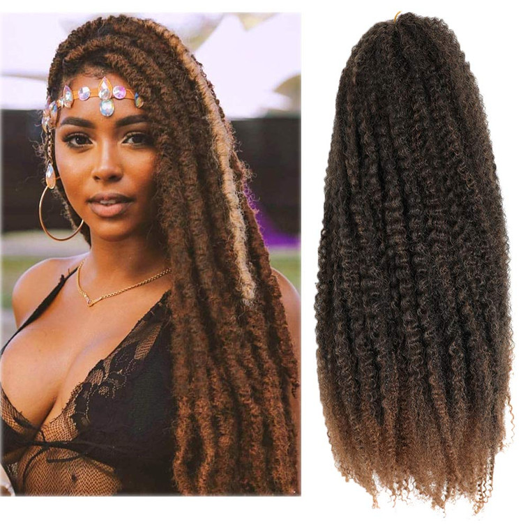 Marley Hair 24 Inch Marley Braiding Ombre Hair for Long Afro Kinky Marley Twist Braiding Hair Extensions (24 Inch (Pack of 3), T1B/30)