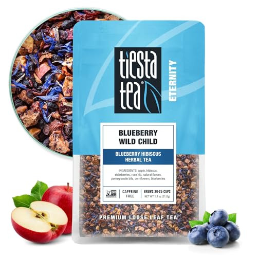 Tiesta Tea Blueberry Wild Child, Loose Leaf, Blueberry Hibiscus Herbal Tea, Premium Non-Caffeinated Fruit Blend, Make Hot or Iced & Brews Up to 25 Cu