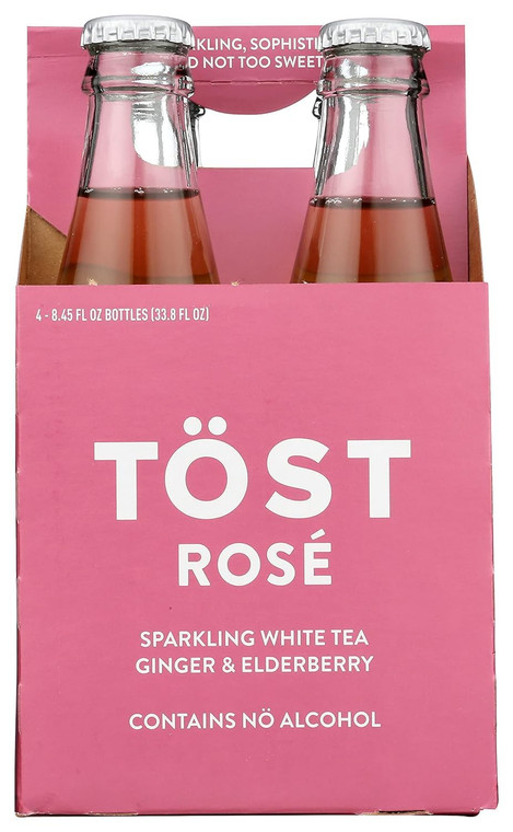TOST Ginger & Elderberry Sparkling Rose White Tea 4 Pack, 8.45 FZ