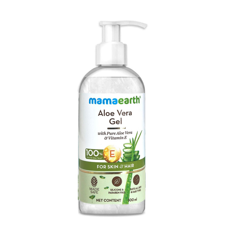 Mamaearth Aloe Vera Gel for Skin & Hair | Hydrates Dry Skin & Scalp | Reduces Sunburn & Wrinkles | Deep Nourishment for All Skin & Hair Types | 10.14