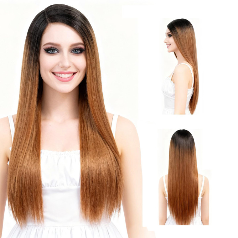 Onedor 24 Inch Fiber Straight Lace Front Wig (Honey Blonde)