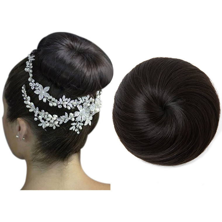 SARLA Black Brown Hair Bun Extension Updo Drawstring Ballet Buns Hair Pieces for Women Lady Synthetic Donut Chignon