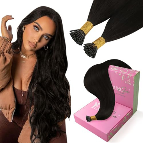 YoungSee I tip Hair Extensions Human Hair Dark Brown Itip Hair Extensions Brown 20Inch Itip Hair Extension Real Human Hair Office Hair 50s 50g Cold F