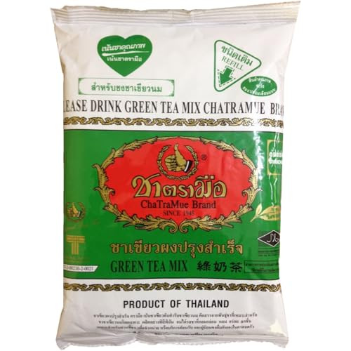 Number One Milk Green Tea Mix in Fine Loose Leaves with Mild Jasmine Flavor, Effortlessly Make Iced Thai Green Tea with Milk or Boba Tea, 70-Year-Old