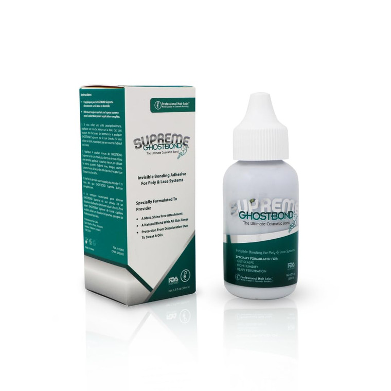 GHOSTBOND Supreme No Shine Poly & Lace Wig Glue - 1.3oz - Extra-Strength Waterproof Adhesive for Poly & Lace Systems - Max Hold for Oily Skin, Humidi