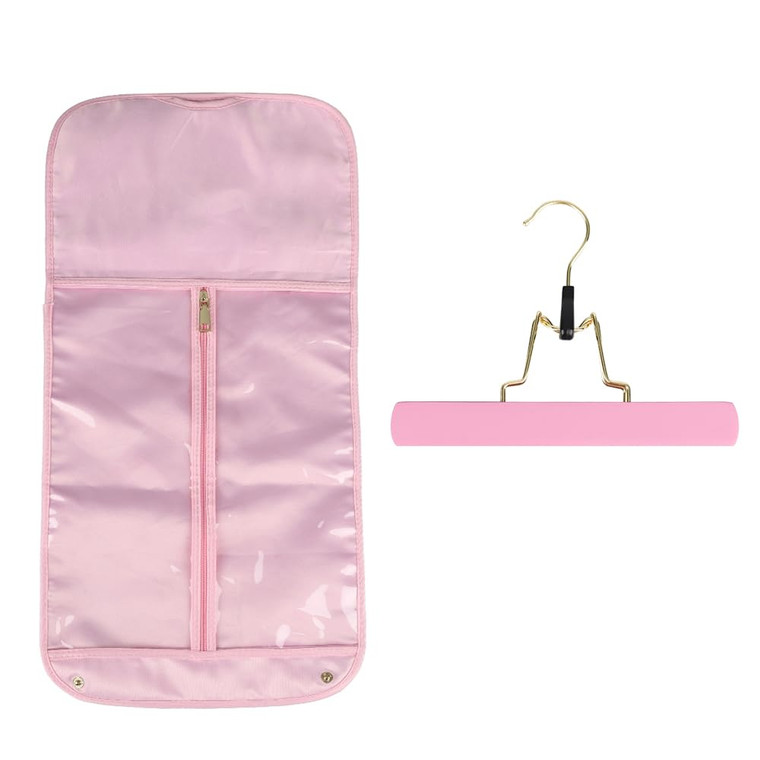 GlamorDove Silk Hair Extension Storage Bag Portable Satin Wig Bags Storage Bags with Hanger for Hairpieces Wooden Hanger Carrier Satin Bags for Wigs