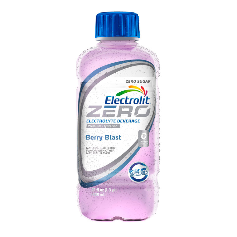Electrolit Zero, Electrolyte Beverage, Berry Blast, 21 Fl Oz bottle (Pack of 12)