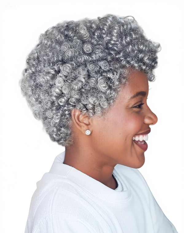 QUEENTAS 10 inch 3 Pack Grey Crochet Hair for Black Women Synthetic Afro Passion Twist Jerry Curl(8mm) Braiding Gray Jamaican Bounce Curly Crochet Ha