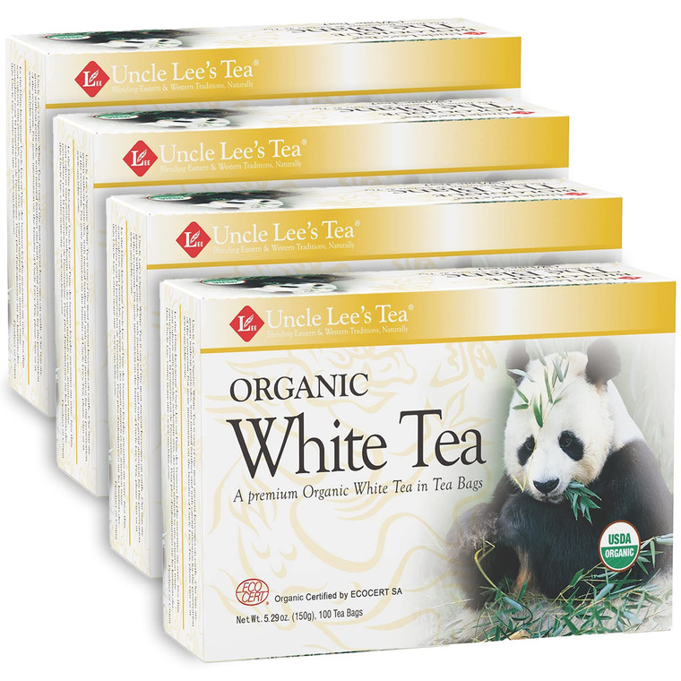 Uncle Lee's Tea Organic White Tea - Premium Tea for Everyday Wellness, Low Caffeine, Antioxidant-Rich White Tea Bags, Individually Wrapped, 100 Count
