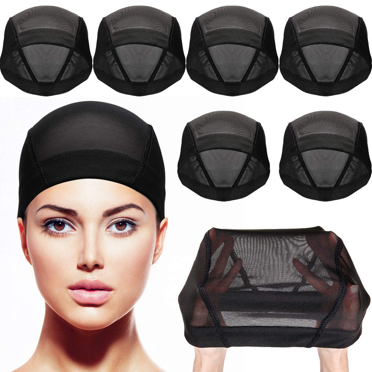 Tatuo 5 Pack Mesh Wig Cap for Women Blank Stretchable Dome Caps for Making Wigs(Clear Blank)
