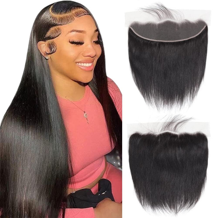 QTHAIR 18A Brazilian Straight Human Hair Transparent HD Lace Frontal 100% Unprocessed Virgin Human Hair Ear to Ear Lace Frontal Silky Straight (18 In