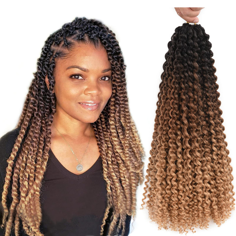 Ombre Passion Twist Hair Water Wave Long Bohemian Curly Crochet Braids For Bomb Twists Goddess Locs Synthetic Braiding Hair Extensions For Black Woma