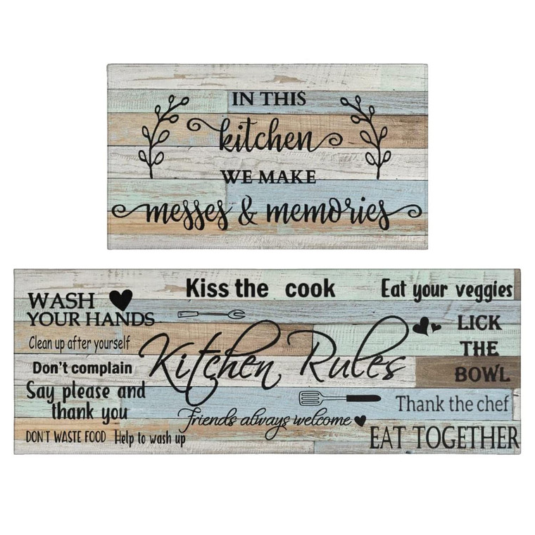Farmhouse Kitchen Rug Sets of 2 Piece Non Slip Kitchen Rugs and Mats Washable Kitchen Mats for Kitchen Floor Mat Carpet Runner Rugs for Hallway Laund