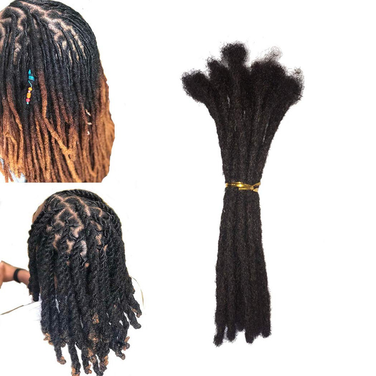 YOTCHOI Human Hair Permanent Dreadlocks Extension Handmade Locs Small Size(diameter 0.4cm) 20 Strands/pack 8inch Jet Black #1
