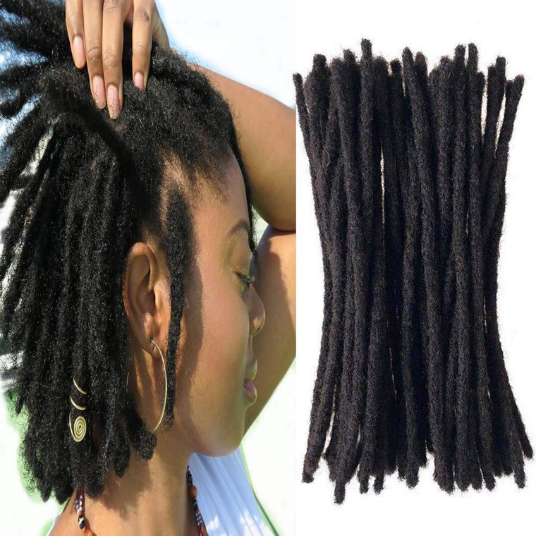Yotchoi 100% Human Hair Dreadlocks Extension Handmade Locs Small Size(diameter 0.4cm) 12inch 40 Strands/pack Natural Black #1B