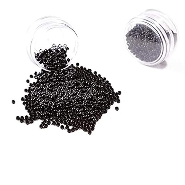 Nano Copper Micro Rings Dreadlock Beads Microlink Nano Micro Tube Ring for Tip/Ring Hair Extensions Link Hair Tools Accessories (#1 Black)
