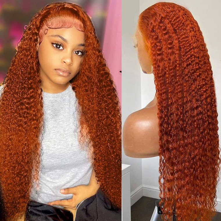 YMS Orange Ginger Wigs for Black Women Human Hair 150% Density Lace Front Wigs Human Hair Glueless Wigs Human Hair Pre Plucked (14 Inch,Orange Ginger
