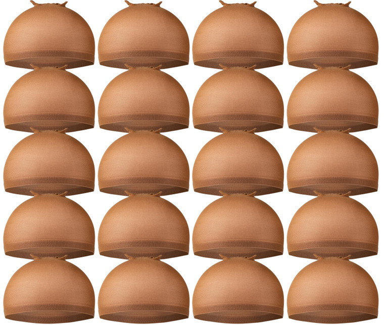 Teenitor Wig Caps, 20 Pack Stretchy Nylon Skin Tone Wig Application Caps for Women and Men - Brown