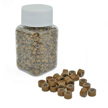 1000 Silicone Micro Link Rings 5mm Lined Beads Deadlocks for Hair Extensions Tool (1000Pcs(Pack of 1) (1000Pcs, Dark Blonde)