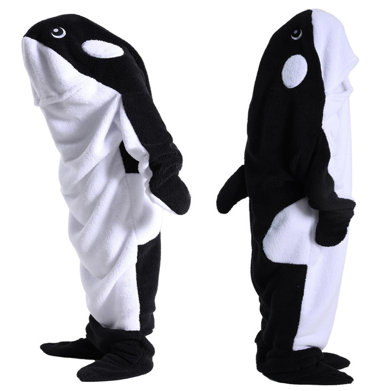 Deserthome Wearable Whale Blanket Onesie for Adult Costume, Super Soft Comfortable Whale Hoodie, Pink Dolphin 3XL