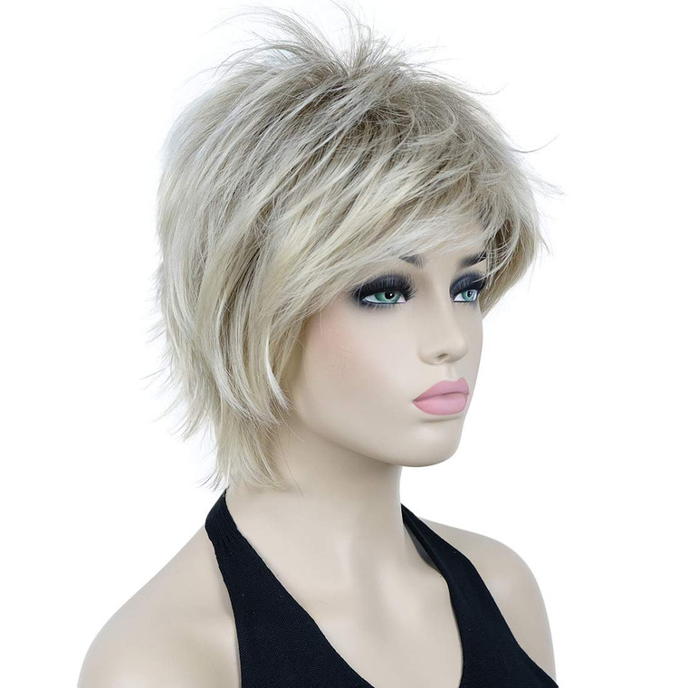 Lydell Short Layered Shaggy Wavy Full Synthetic Wigs (R12-26 Blonde Mix)