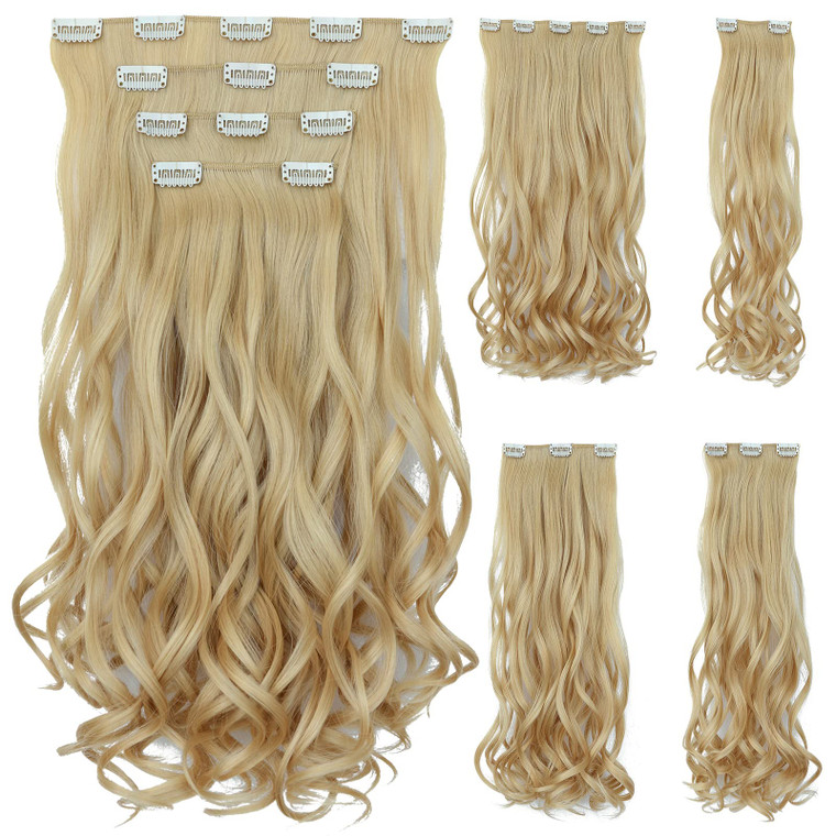 Blonde Hair Extension,Clip hair Extensions 18" wavy Synthetic 5.5 Oz HSPCYGG Hair Pieces 22" Straight Cheap Fluffy&Not Tangled Black Women Girls Silv