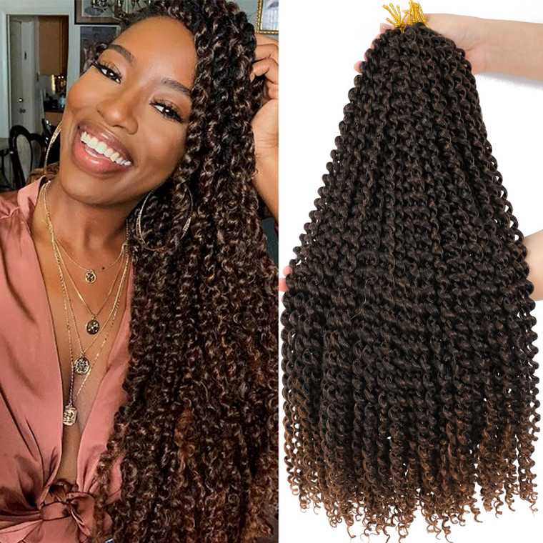 Dansama Passion Twist Hair Water Wave Braiding Hair for Butterfly Style Crochet Braids Bohemian Hair Extensions (18inch (Pack of 7), T1B/30)