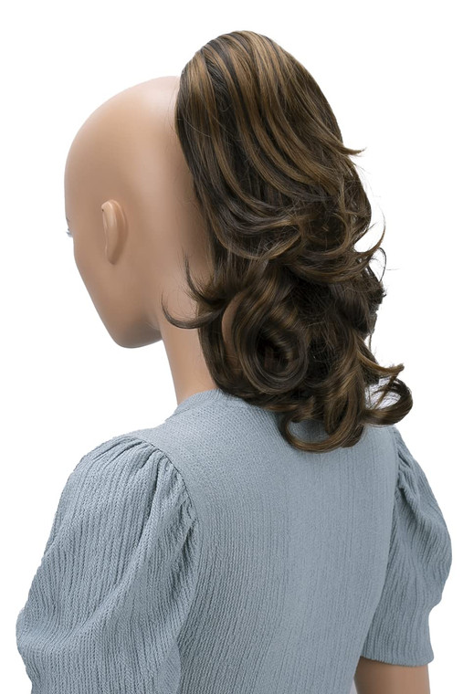 CAISHA 14" Wavy Clip On Ponytail With Butterfly Clip Hairpiece Heat-resistant Synthetic Fibres Brown Mix H90