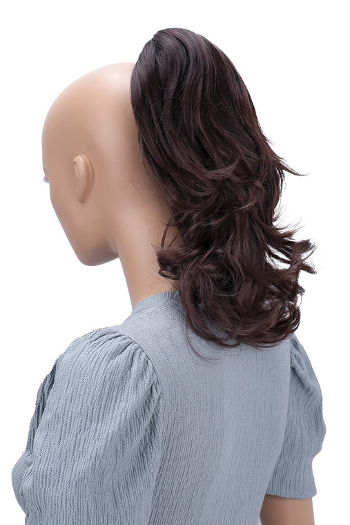 CAISHA 14" Wavy Clip On Ponytail With Butterfly Clip Hairpiece Heat-resistant Synthetic Fibres Dark Brown Mix H108