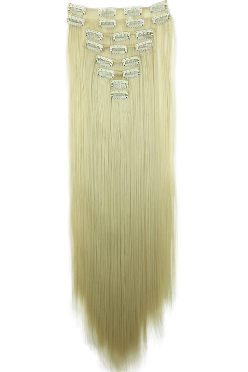 CAISHA XXL 24" 8 Pieces Set Clip In Extensions Hair Extension Hairpiece Straight Light Blond CES8
