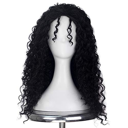 Miss U Hair Women Classic Long Afro Curly Witch Cosplay Costume Wig Punk Lolita Wig (Black)