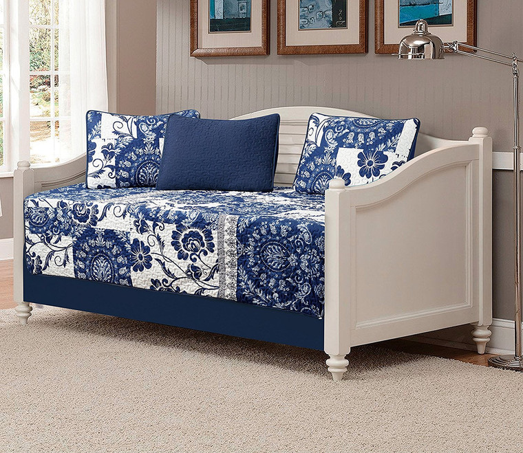 Fancy Collection 5pc Day Bed Quilted Coverlet Daybed Set New (186-navy)