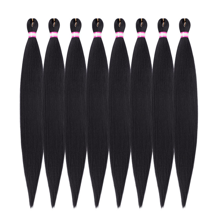 Pre Stretched Braiding Hair 8 Packs 36 Inch Natural Black Color Long Professional Hair for Braiding Twist Braids Itch Free Hot Water Setting Yaki Str