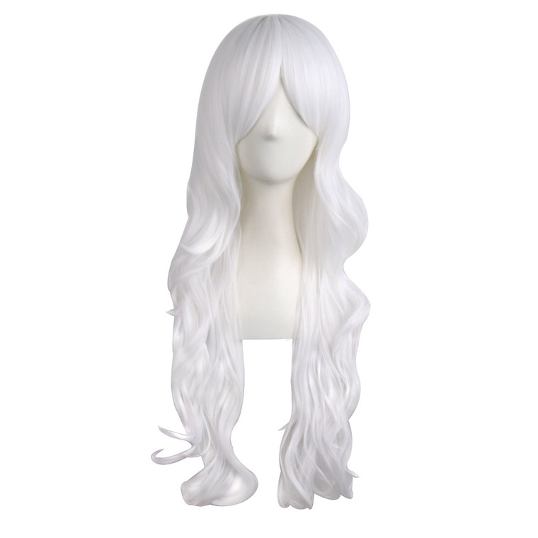 MapofBeauty 28"/70cm Charming Women's Long Curly Full Hair Wig (White)